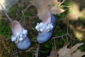 Bejeweled Blue Girls' Baptism/ Christening Shoes