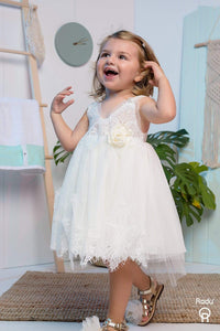 Tulle & Lace Front Christening / Baptism Dress