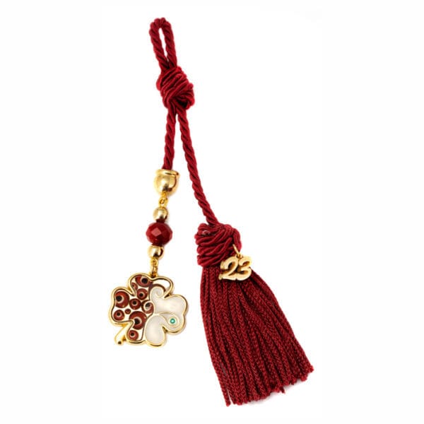 Mini Red Good Luck Gouri  / Charm Four Leaf Clover