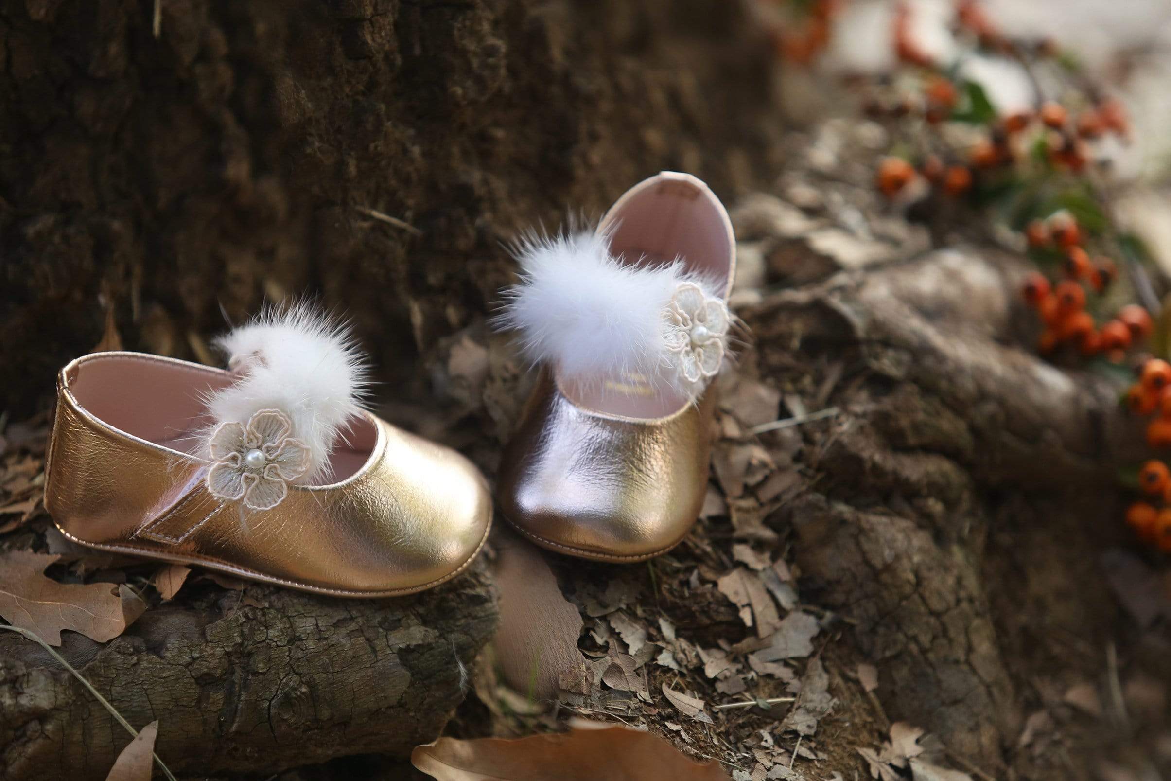 Golden Feather Baby Baptism / Christening Shoes