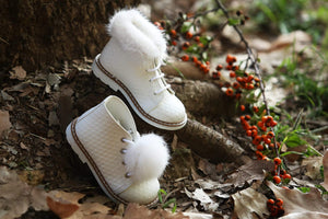 Girls' Snowy White Booties  Baptism/ Christening Shoes